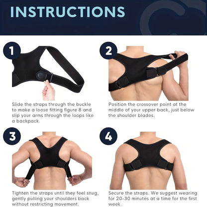 Adjustable Posture Corrector Back Support Belt- Breathable, Non-Slip, Ergonomic Support for Improved Posture, Suitable for Sitti