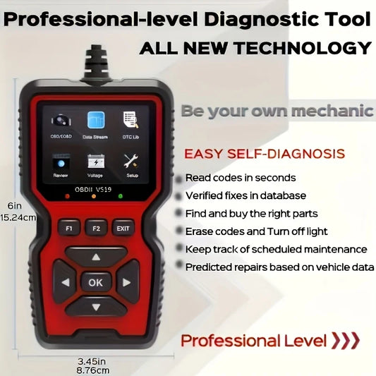 V519 Professional Obd2 Scanner - Usb-Powered Automotive Diagnostic Tool with Real-Time Data Stream, Full-Featured Obd Ii Testing (I/M Ready, Bod2/Eobd), Clears Engine Fault Lights, Reads/Erases Codes for Most Vehicles, Automo