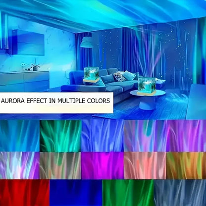 Aurora Light Ocean Wave Projector 16Color RGB Auto Rotate Ambient Light Remote Home Room Deco Night Light Birthday Gift for Kids