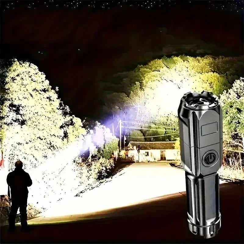 Powerful LED Flashlight Rechargeable USB Waterproof Zoom Fishing Hunting Camping 100,00 Lumen Tactical Flashlight LED Torch