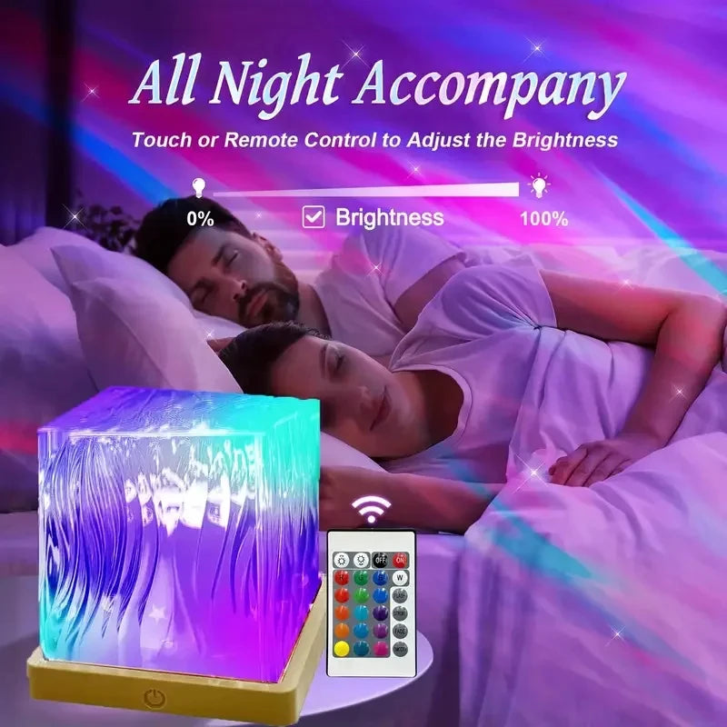 Aurora Light Ocean Wave Projector 16Color RGB Auto Rotate Ambient Light Remote Home Room Deco Night Light Birthday Gift for Kids